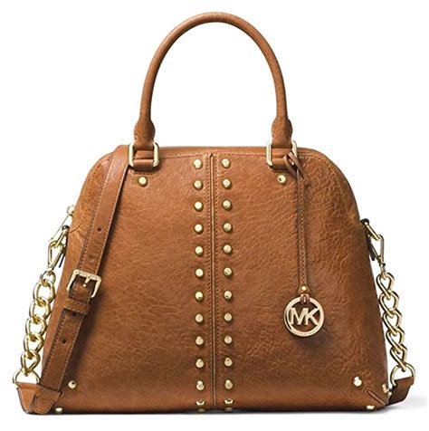 michael kors studded leather satchel|Michael Kors leather satchel large.